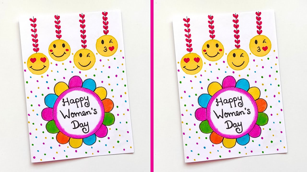 Easy Women's Day Card | How to make Easy Women's Day Card | White Paper Women's Day Card