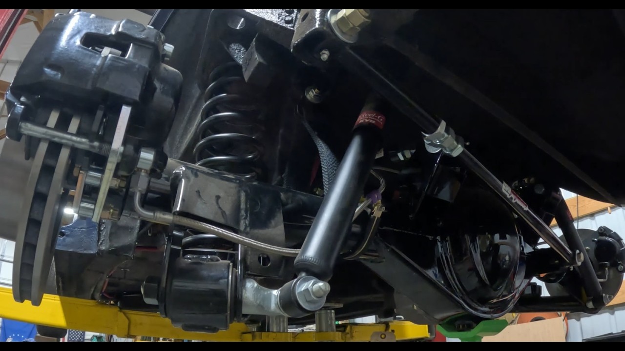 Installing the axle limiting straps on the 1960 Morris Minor 1000 Ratrod