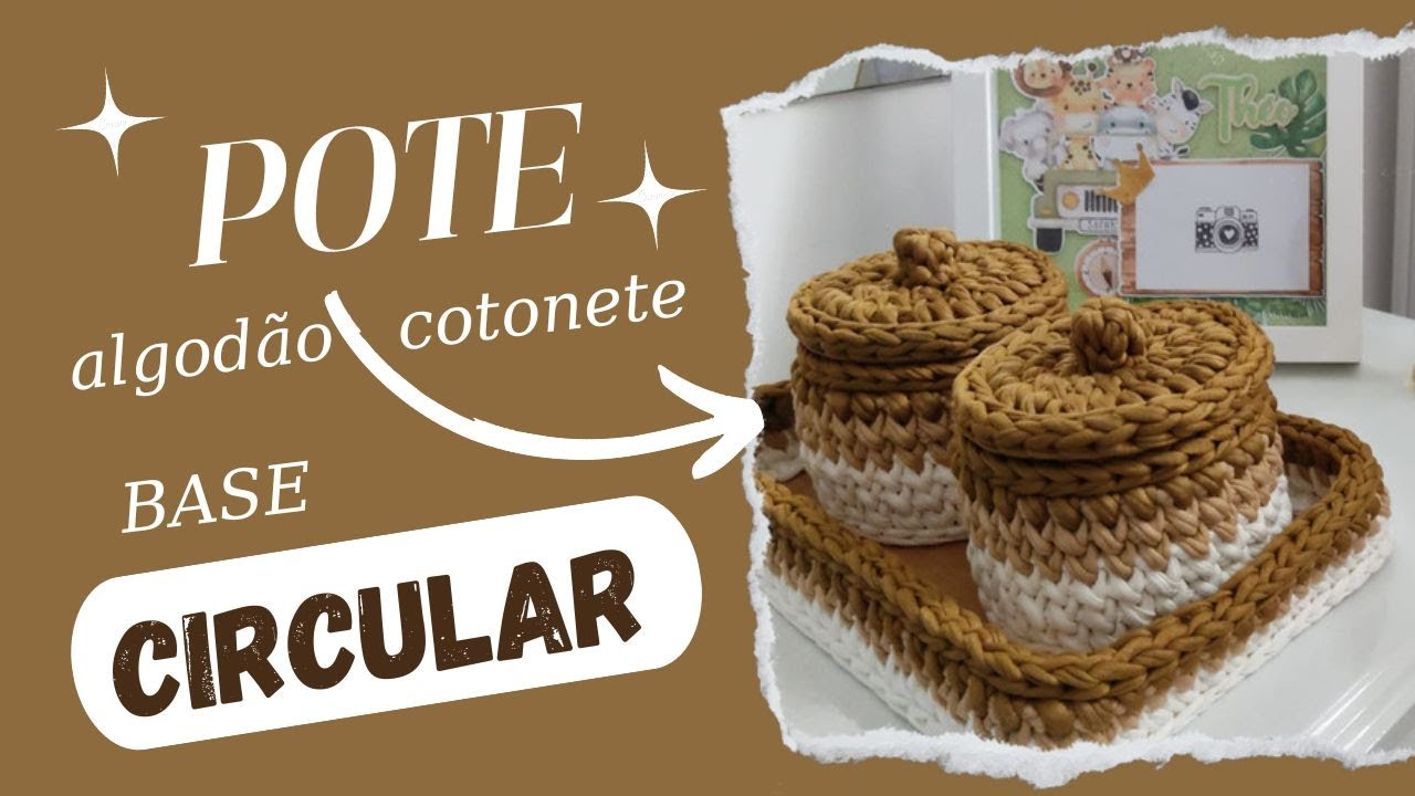 Pote cotonete - algodão em base MDF circular