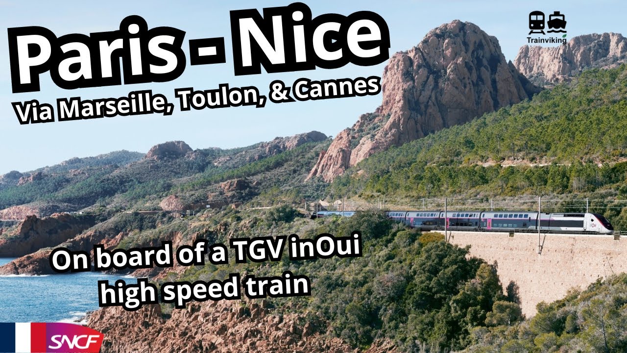 Paris to Nice via Marseille, Toulon & Cannes in France TGV inOui Océane like high speed train