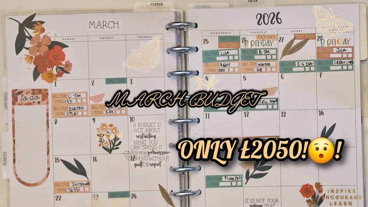 How I Budget £2050 for March | Monthly Budget Planner Setup