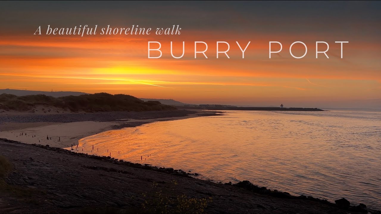 A serene shoreline sunrise walk in Burry Port, Wales