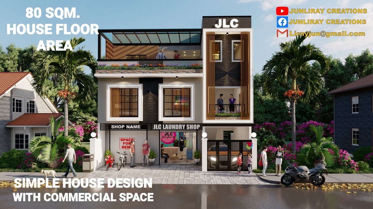 Simple House Design Idea with Commercial Space | By : junliray creations