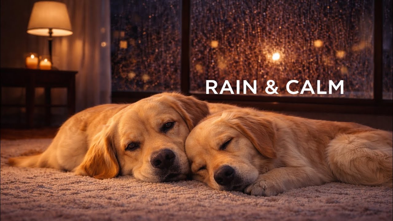 Quiet Rain Dogs 🌧 Soft Piano for Sleep & Relax | Cozy Night 60min