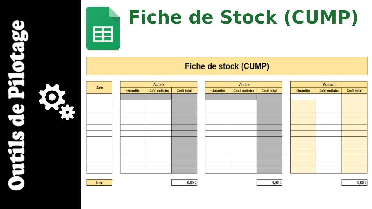 Faire une fiche de stock (méthode CUMP) sur Google Sheets