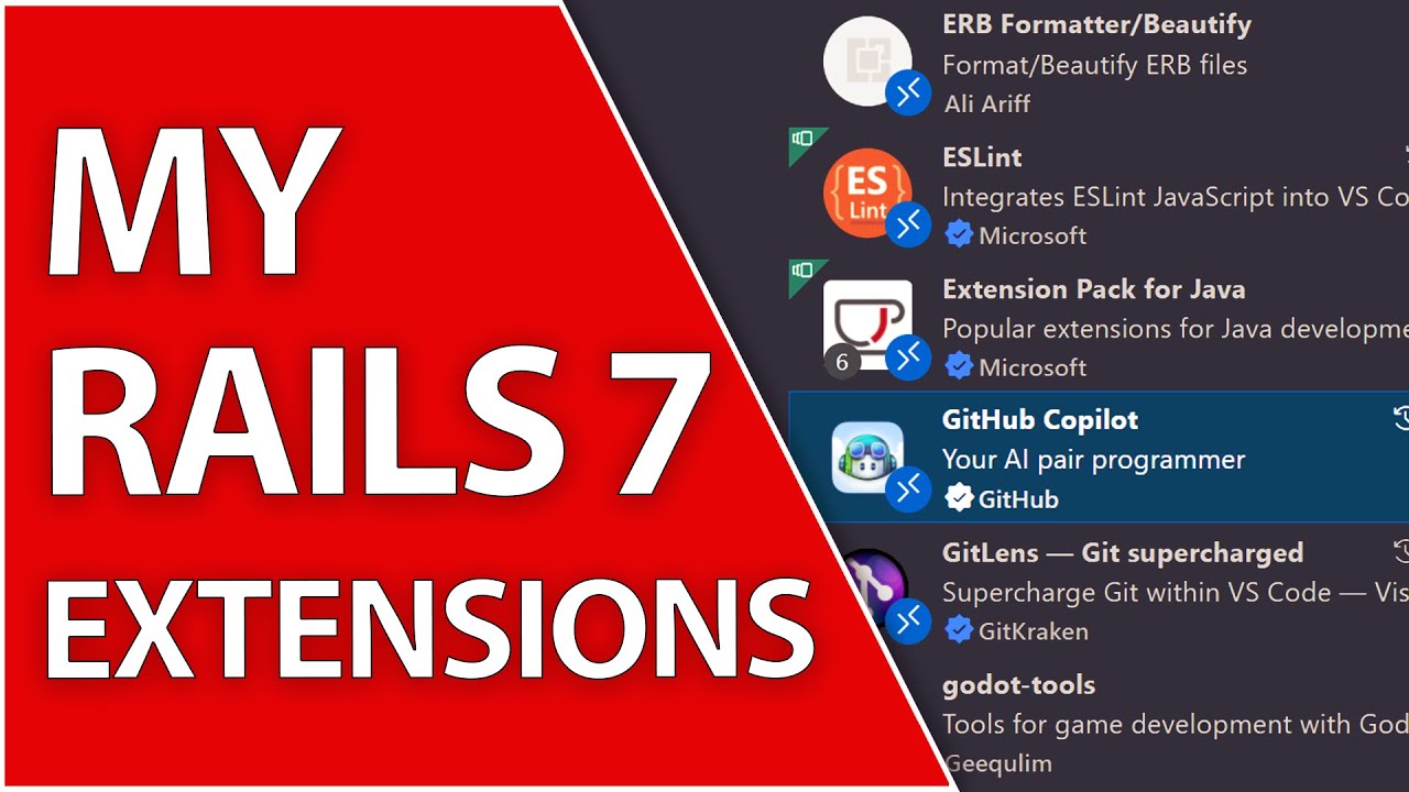 The VSCode Rails Extensions Used In This Series | Intro To Ruby On Rails For Beginners Part 17