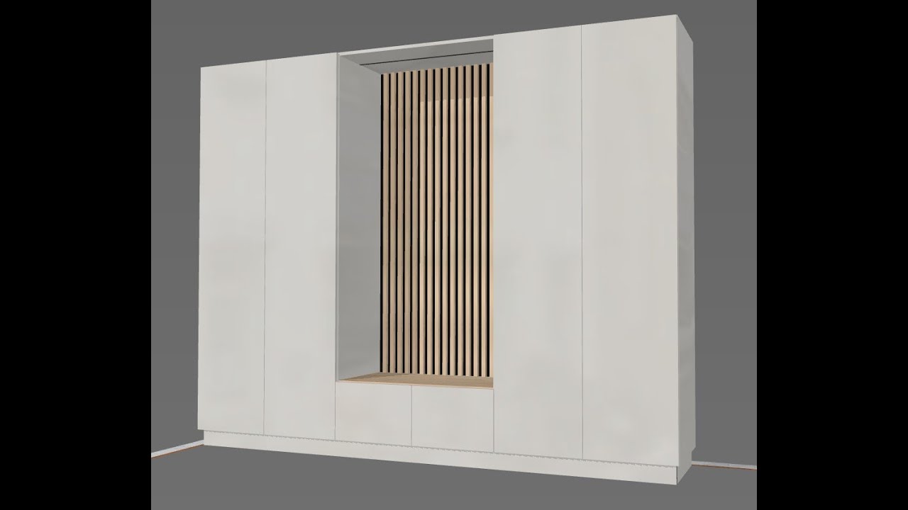 TrunCAD 20XX | Wardrobe with slatted wall and LED groove