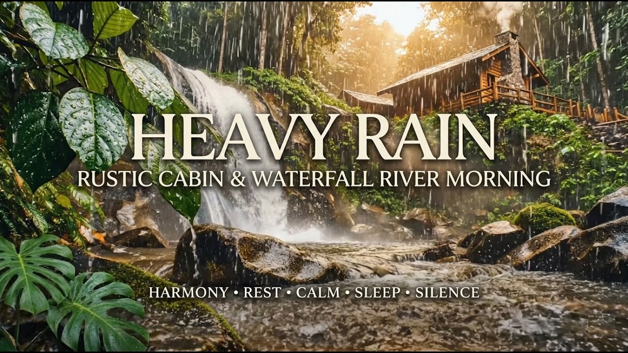 Dreamy Heavy Rain Dream House Waterfall Meditate Healing