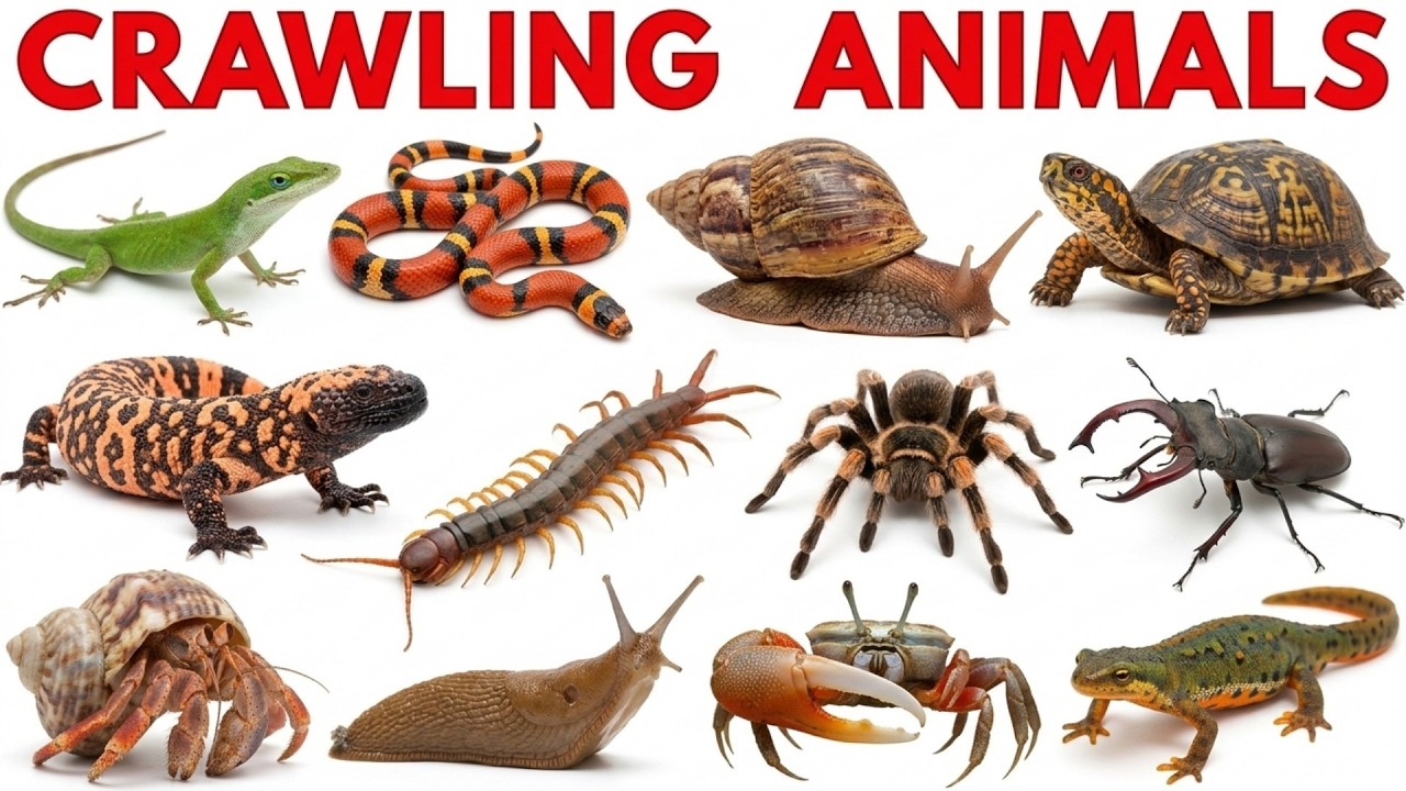 Crawling and Reptile Animals for Kids 🐍 | Learn Animal Names with Sounds and pictures