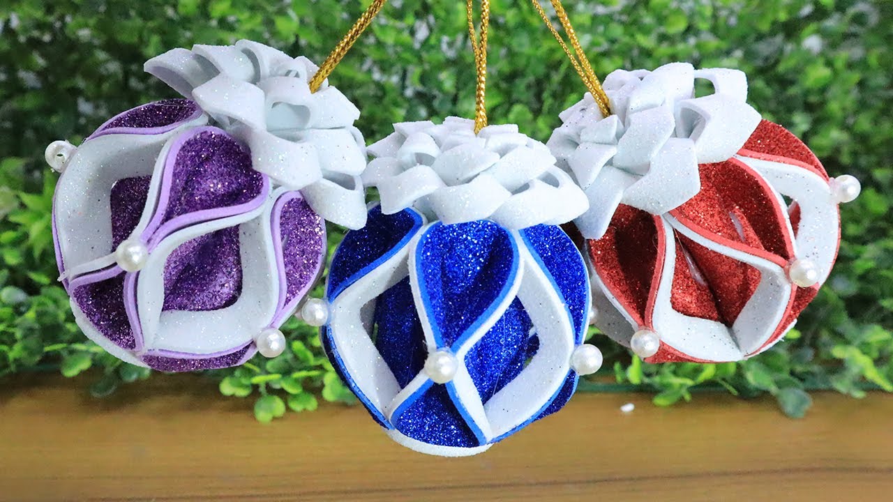 DIY Christmas Ball Ornaments with Glitter Foam🎄Christmas Tree Decorations🎄X-mas Crafts