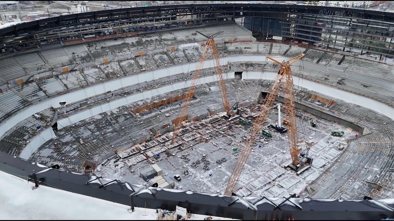 Aerial Footage Downtown Nashville, TN Skyline Nissan Stadiums Ice Storm 2026 4K Ultra HD