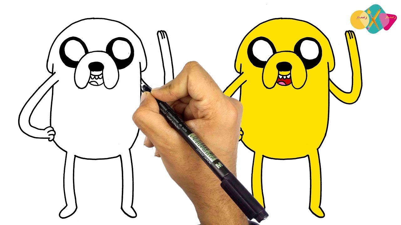 رسم جيك الكلب || من كارتون وقت المغامرة بأسهل طريقة