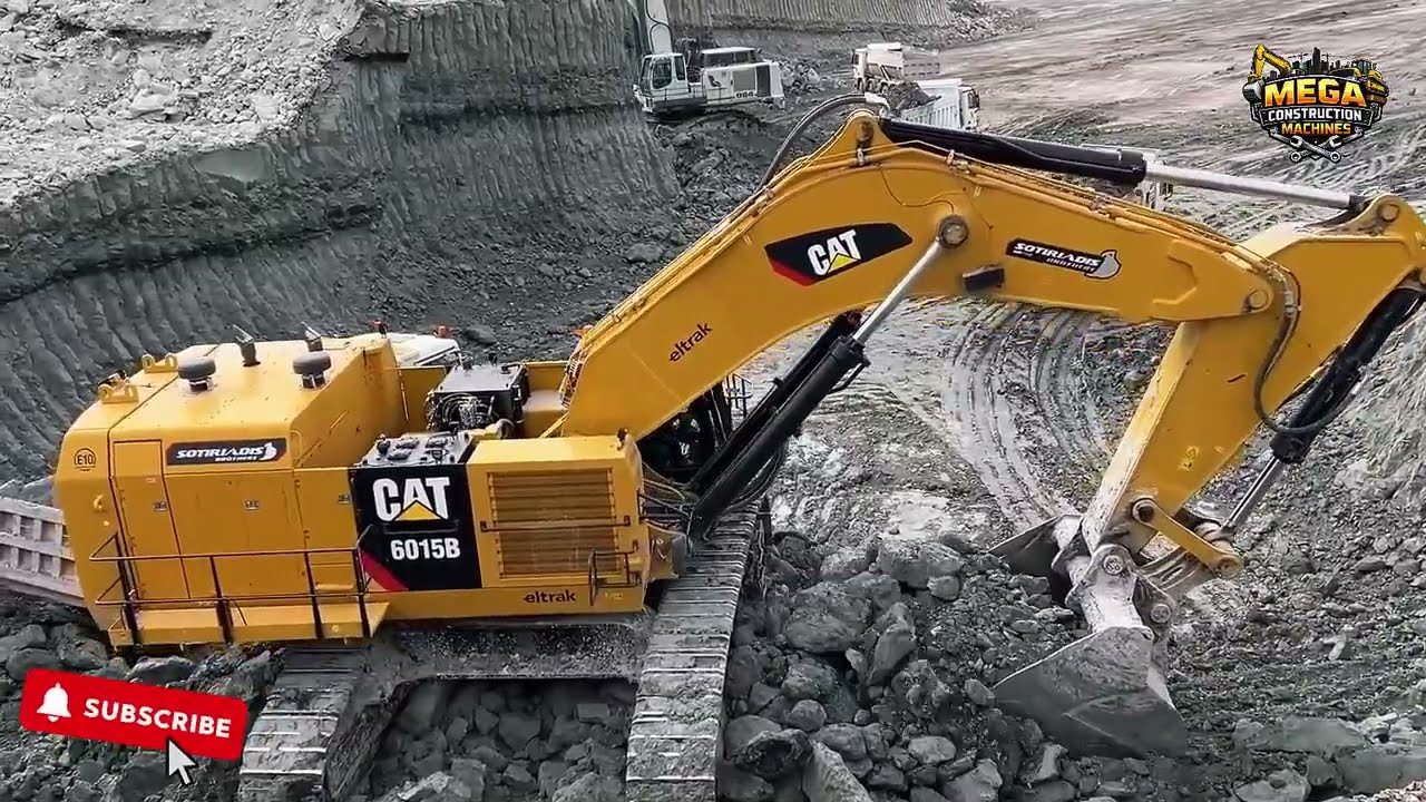 CAT 6015B Excavator Loading Hard Rock in Just 2 Passes | Extreme Mining Operation