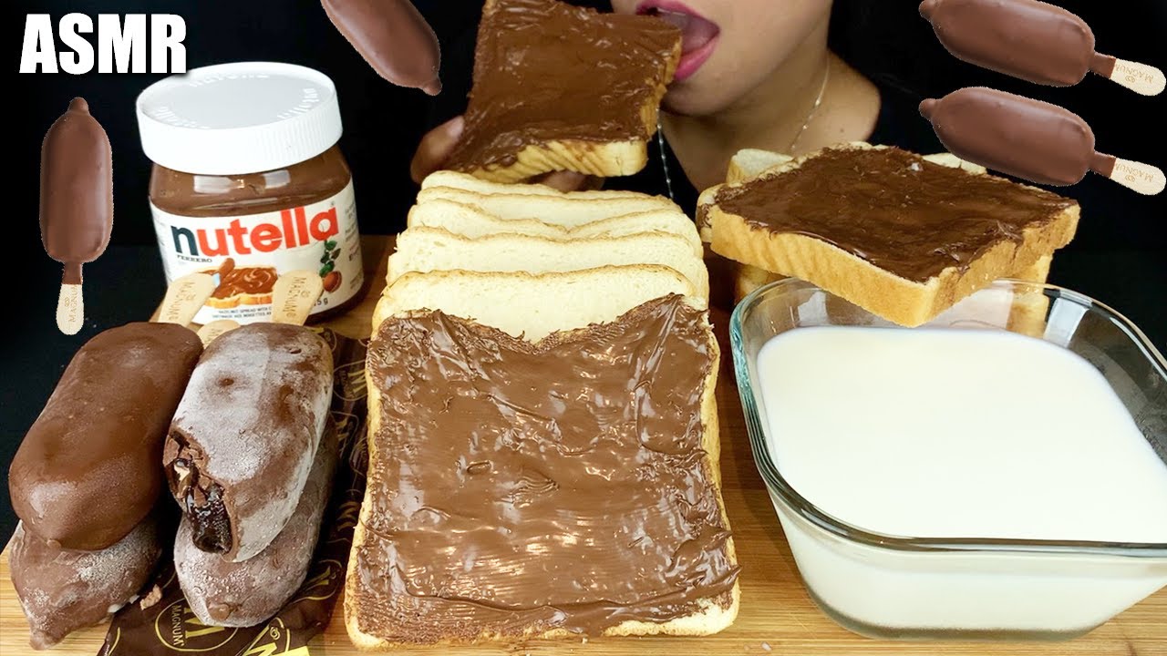 ASMR EATING A NUTELLA SANDWICH and MAGNUM ICE CREAM ア イ ス ク リ ム चॉकलेट | LaniEats ASMR