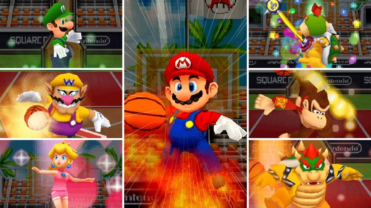 Mario Hoops 3-on-3 - All Special Shots (Every Character)