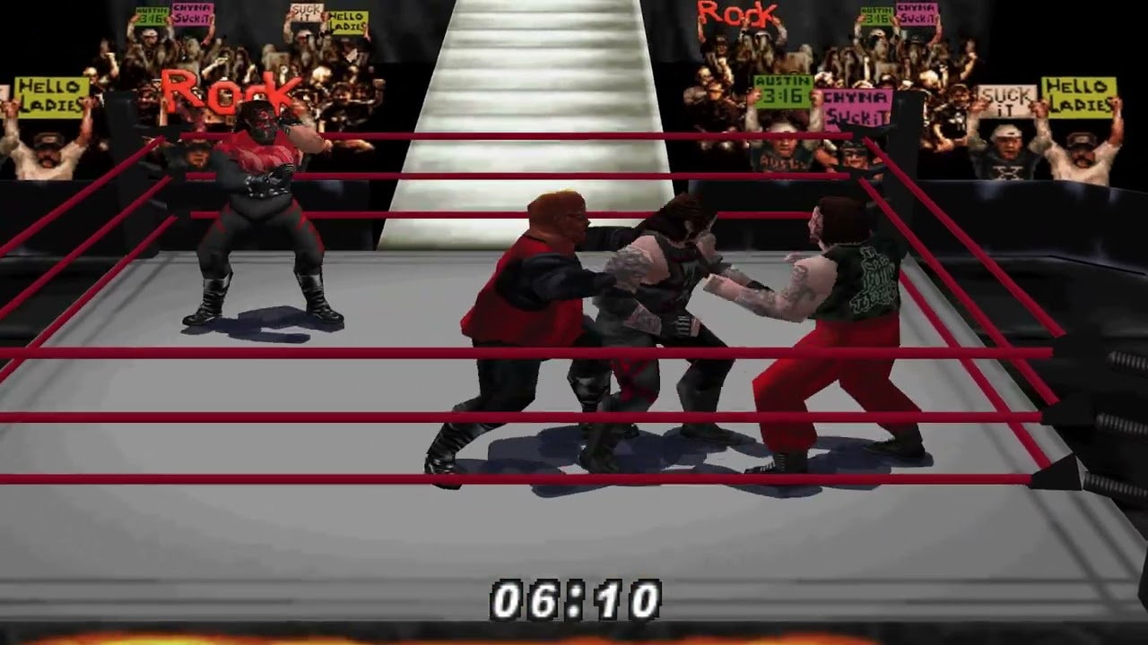 WWF WrestleMania 2000 - Undertaker/Kane vs Mideon/Viscera Tag Team Gameplay