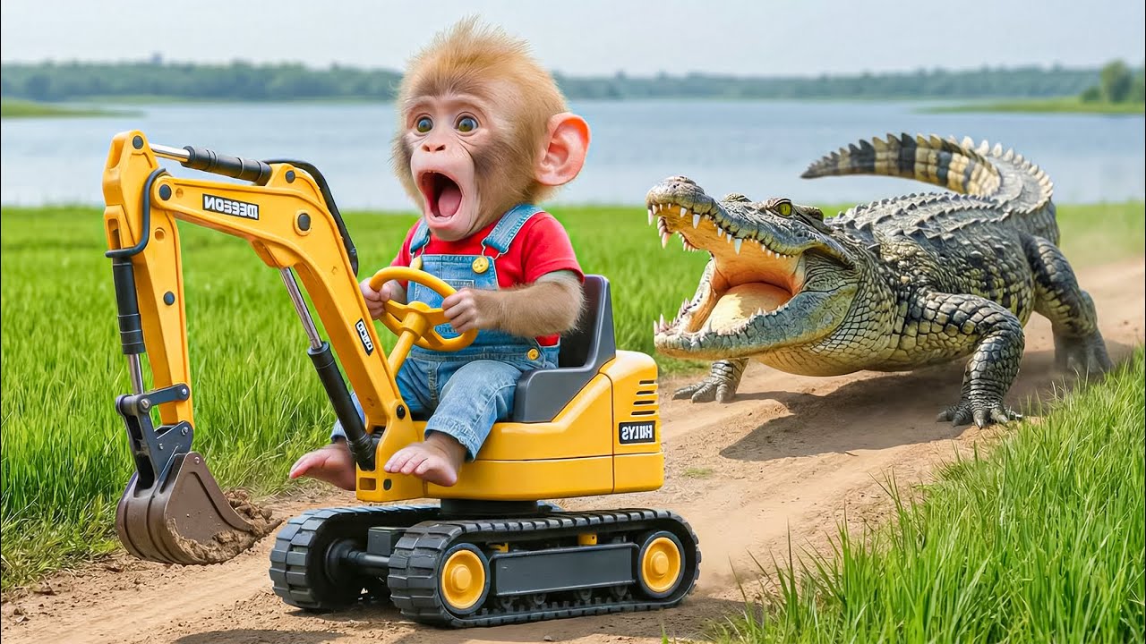 🔥🐒💦 Monkey NaNa Digs a Pond to Raise Fish… But a Ferocious Crocodile Suddenly Emerges! 🐊😱