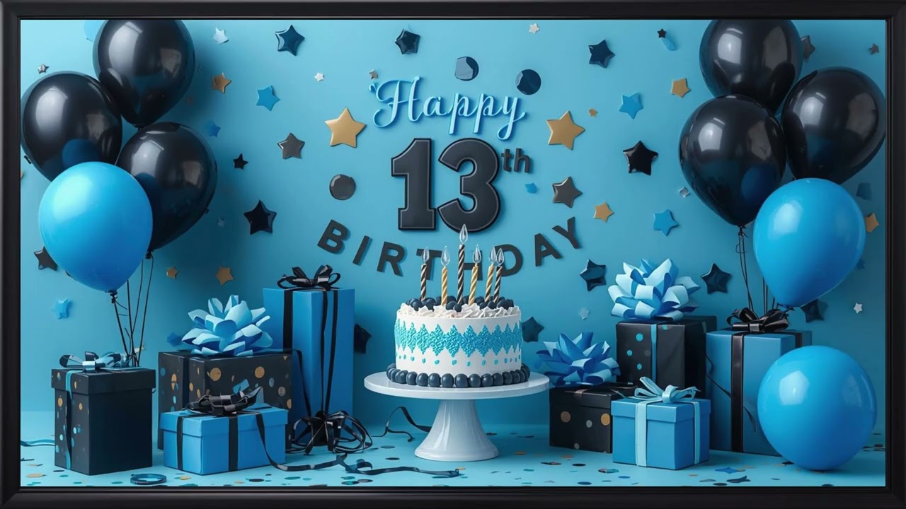 Happy 13th Birthday Screensaver / 4K / Wallpaper / TV Art / Frame Art / Birthday Cake