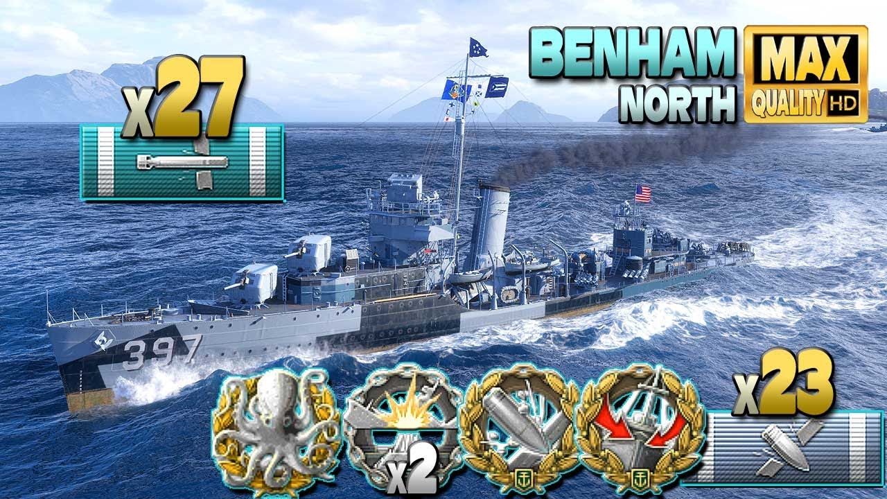 эсминец Benham: Торпедный террор на карте Север - World of Warships