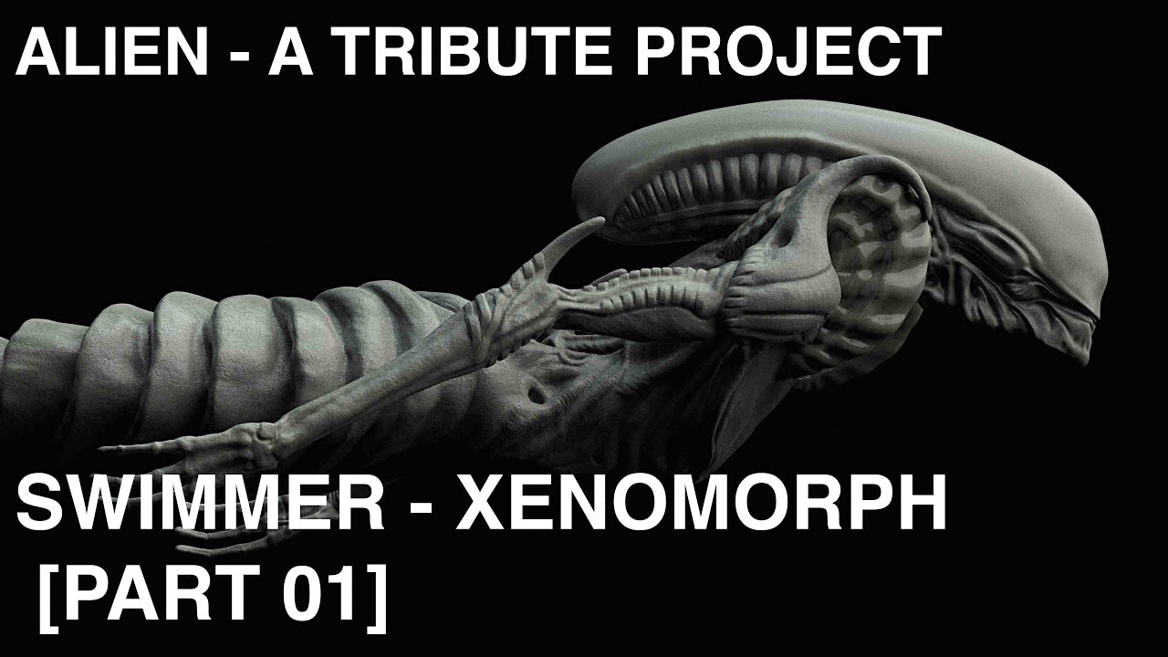 How to: Sculpt Swimmer Xenomorph - ZBRUSH CREATURE SCULPTING TUTORIAL/TIMELAPSE [PART 01]