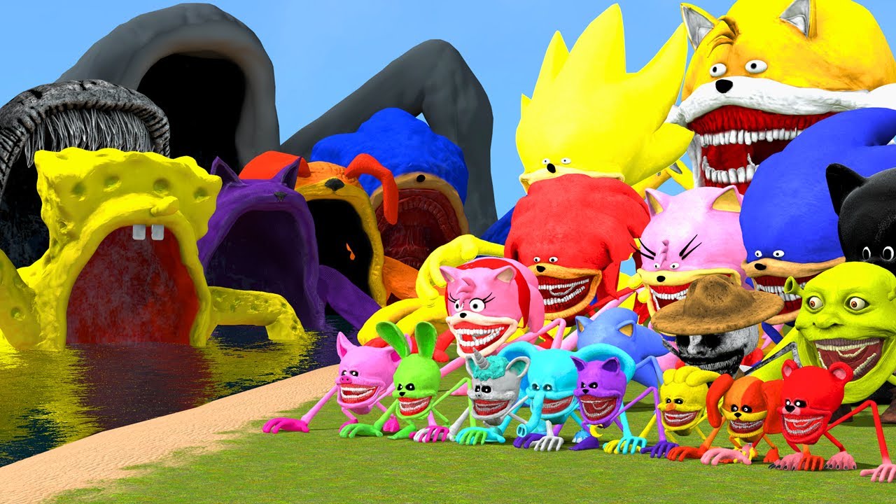 All Sea Monster Family Vs All Shin Sonic Tapes Family In Garry's Mod