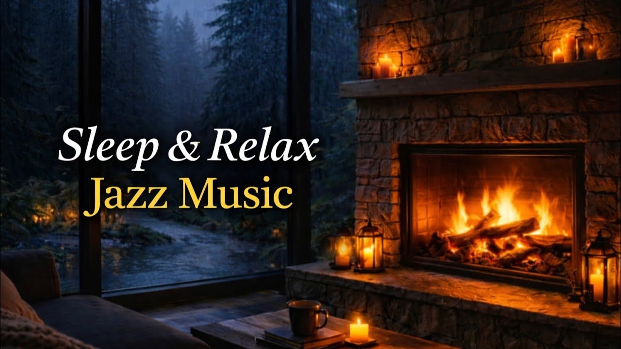 Rainy Night Fireplace Jazz 🎷 Relaxing Jazz Music for Study, Sleep & Cozy Cabin Ambience (5 Hours)