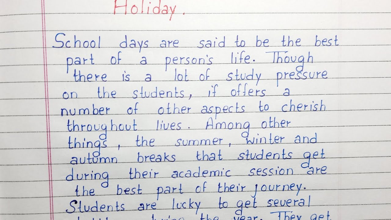 Write a short essay on Holiday | Essay Writing | English
