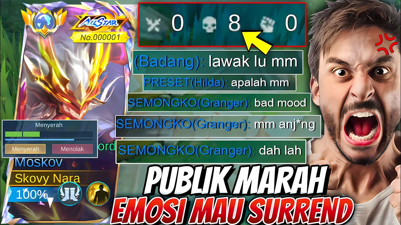 GLOBAL MOSKOV PRANK MATI 8X!😂 SATU TIM AUTO EMOSI,BACOT DAN MAU NYERAH! TAPI BISA MENANG? ~ MLBB
