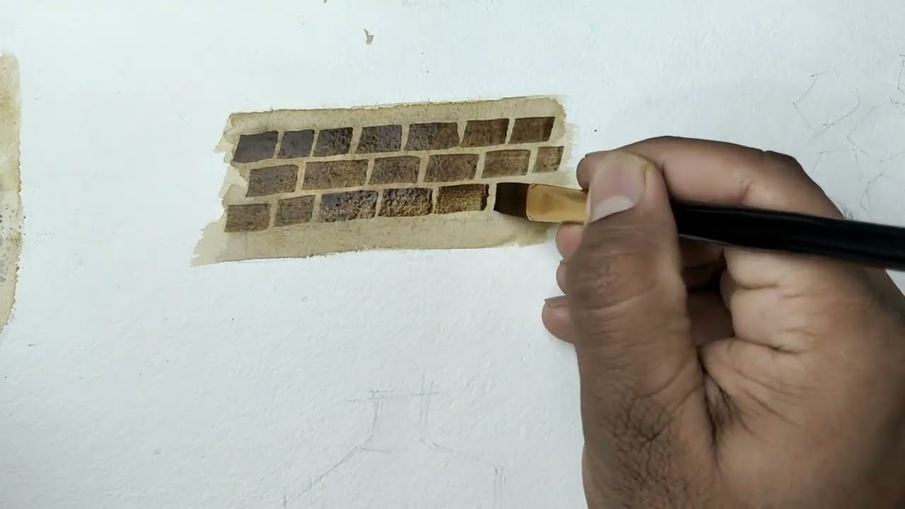 #watercolourtechniques#Technique -6#how to create textures in watercolour#how to create wall# Part 1