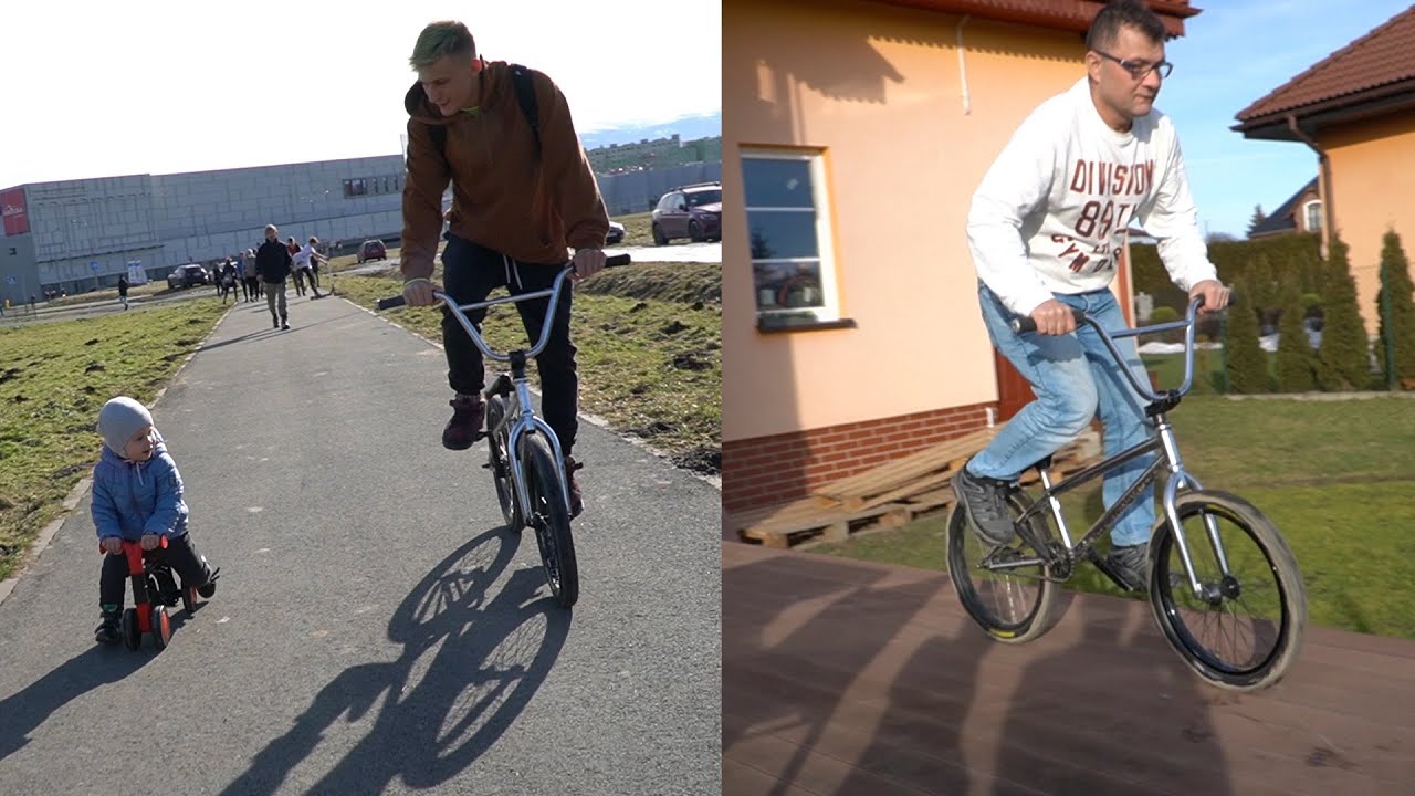 PA TERA ! TATO LECI NA BMX 😂MAKSIO JEŹDZI PO PUMPTRACKU 😮
