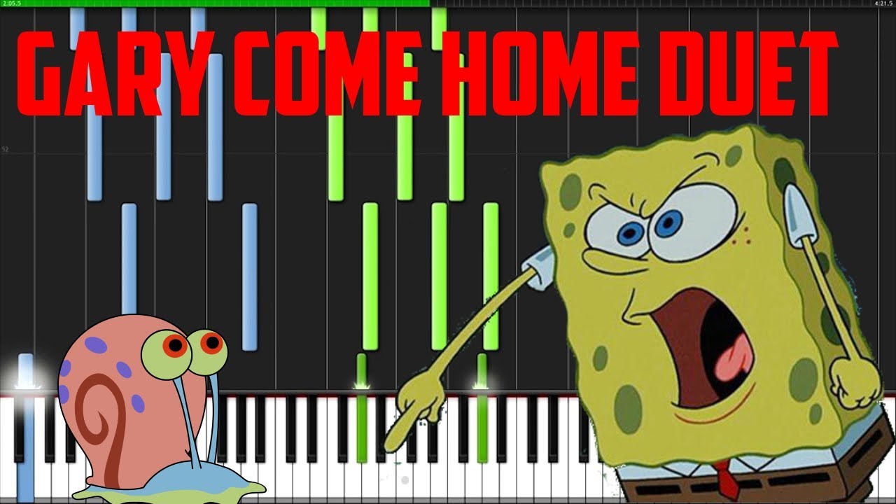 Spongebob Squarepants - Gary Come Home Duet (Piano Tutorial) [Synthesia]
