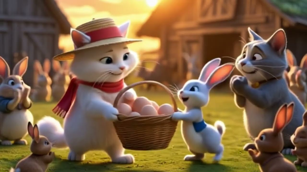 The White Cat&rsquo;s Fishing Adventure💕🐱#rabbit #cat #animation #funny