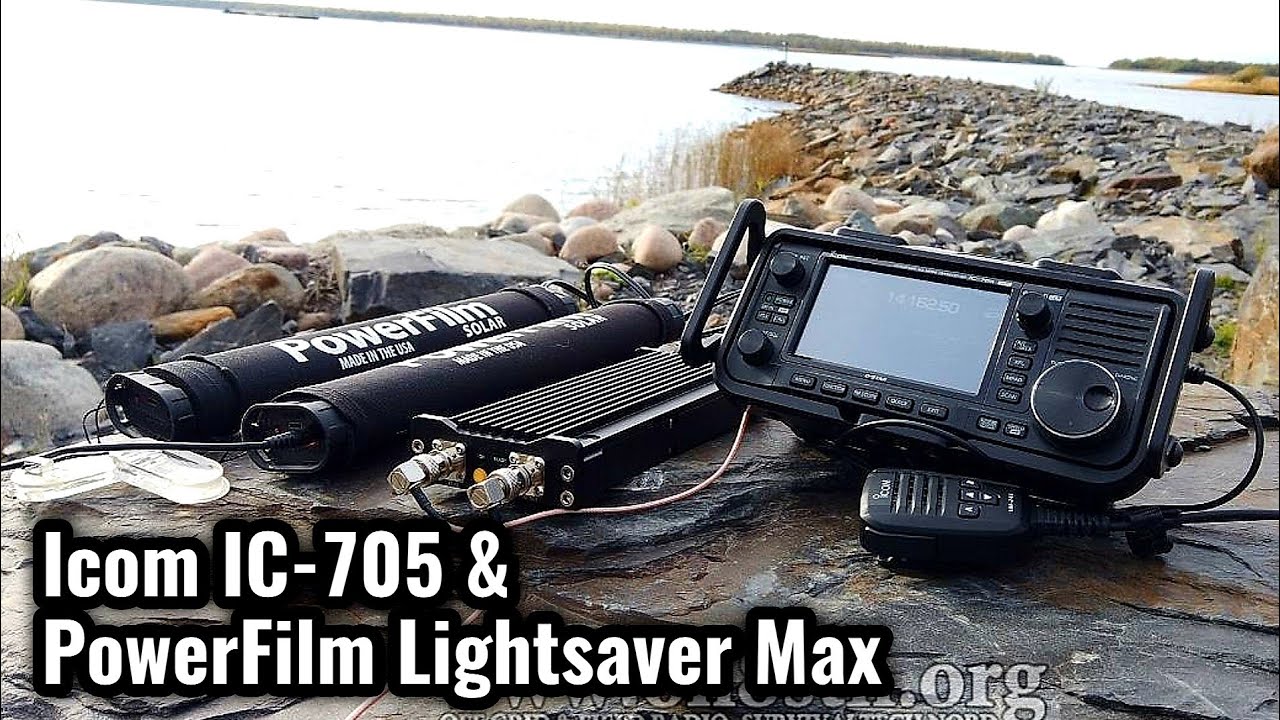 Icom IC-705 & PowerFilm Lightsaver Max