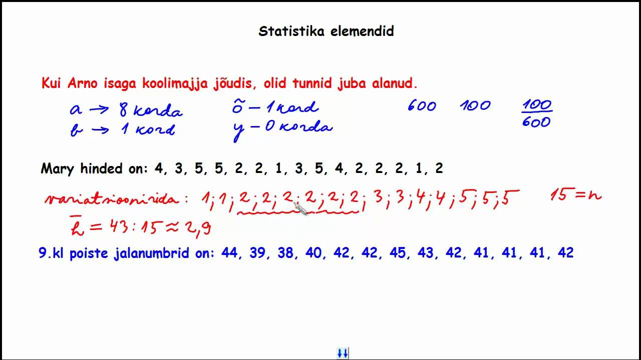 Statistika elemendid põhikoolis I osa