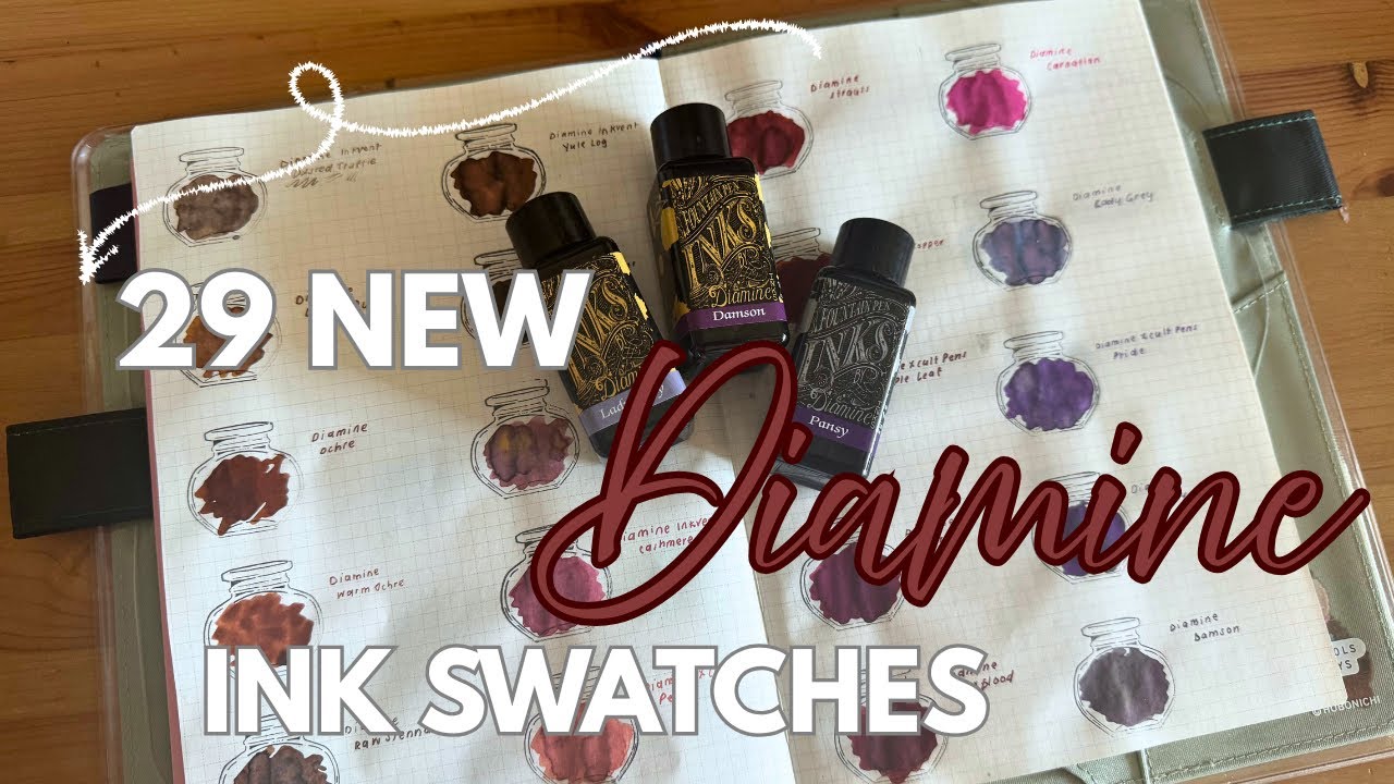 New Fountain Pen Ink Haul - Swatching 29 New Diamine Inks