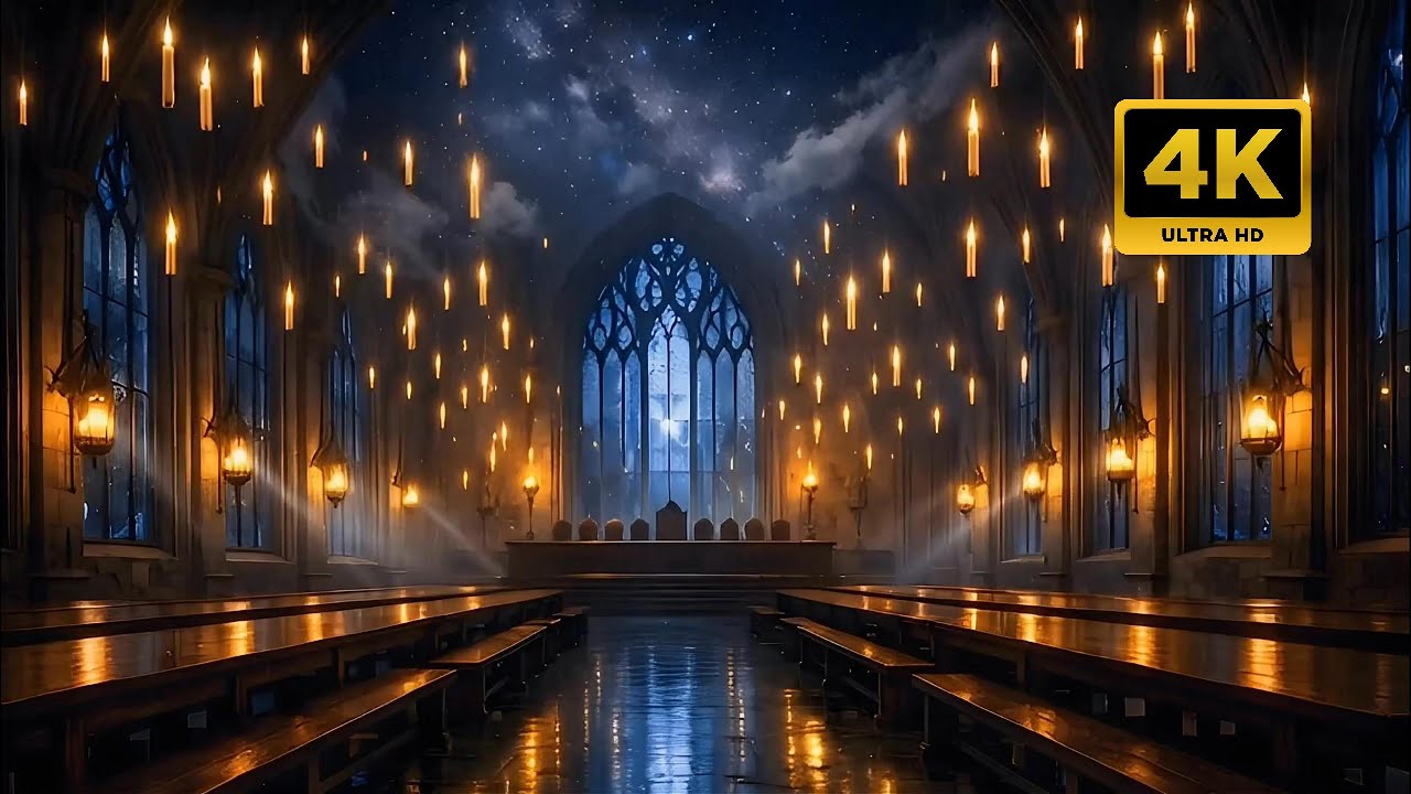 Great Hall Ambience | Floating Candles & Soft Piano for Study