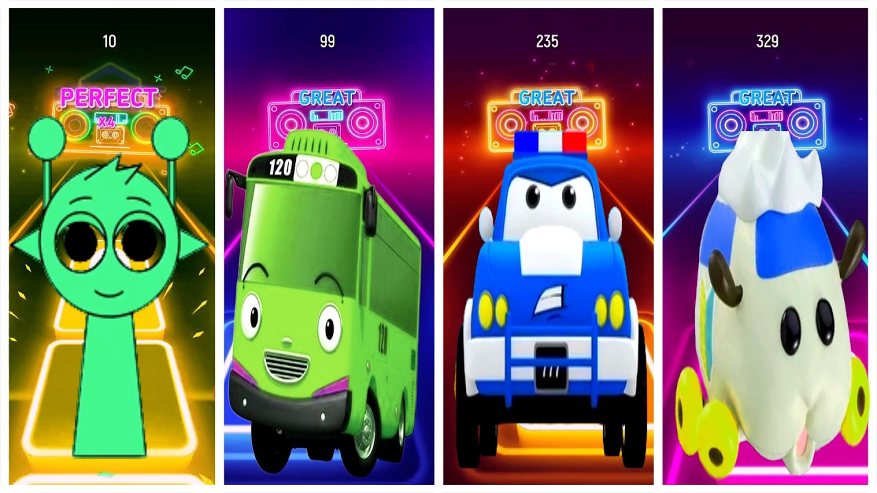 Tayo the Little Bus VS Sprunki VS Road Rangers VS Pui Pui Molcar