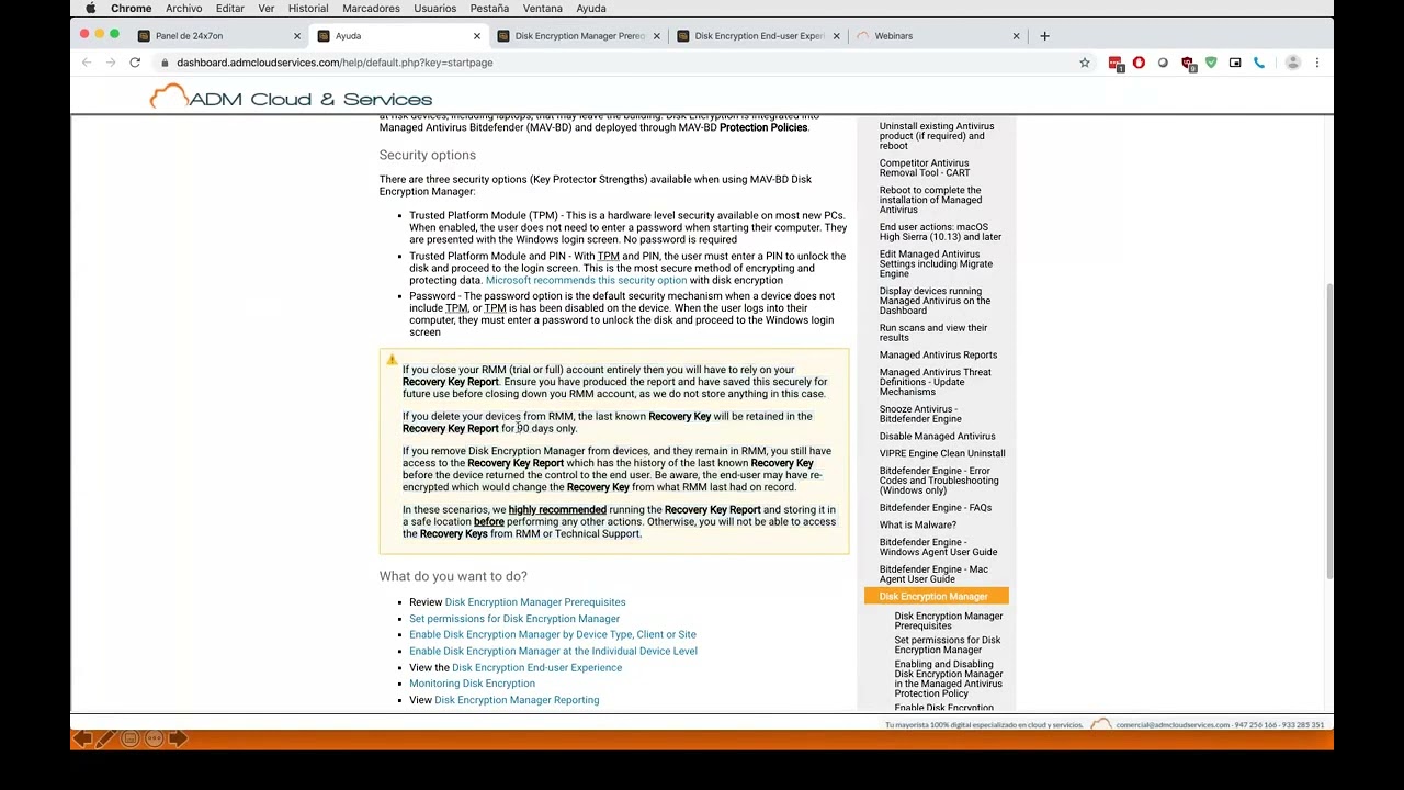 Encriptación de disco  SolarWinds MS