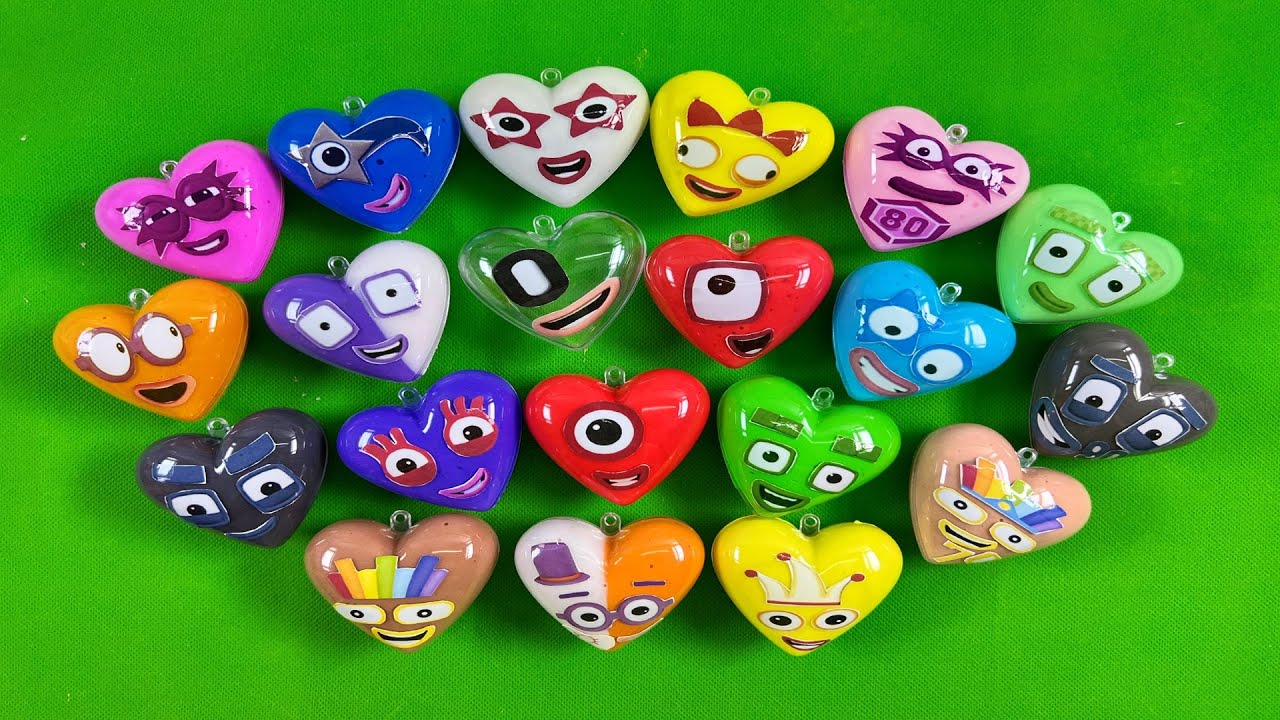 Numberblocks - Looking Slime With Mini Heart Coloring! Satisfying Clay Video, ASMR