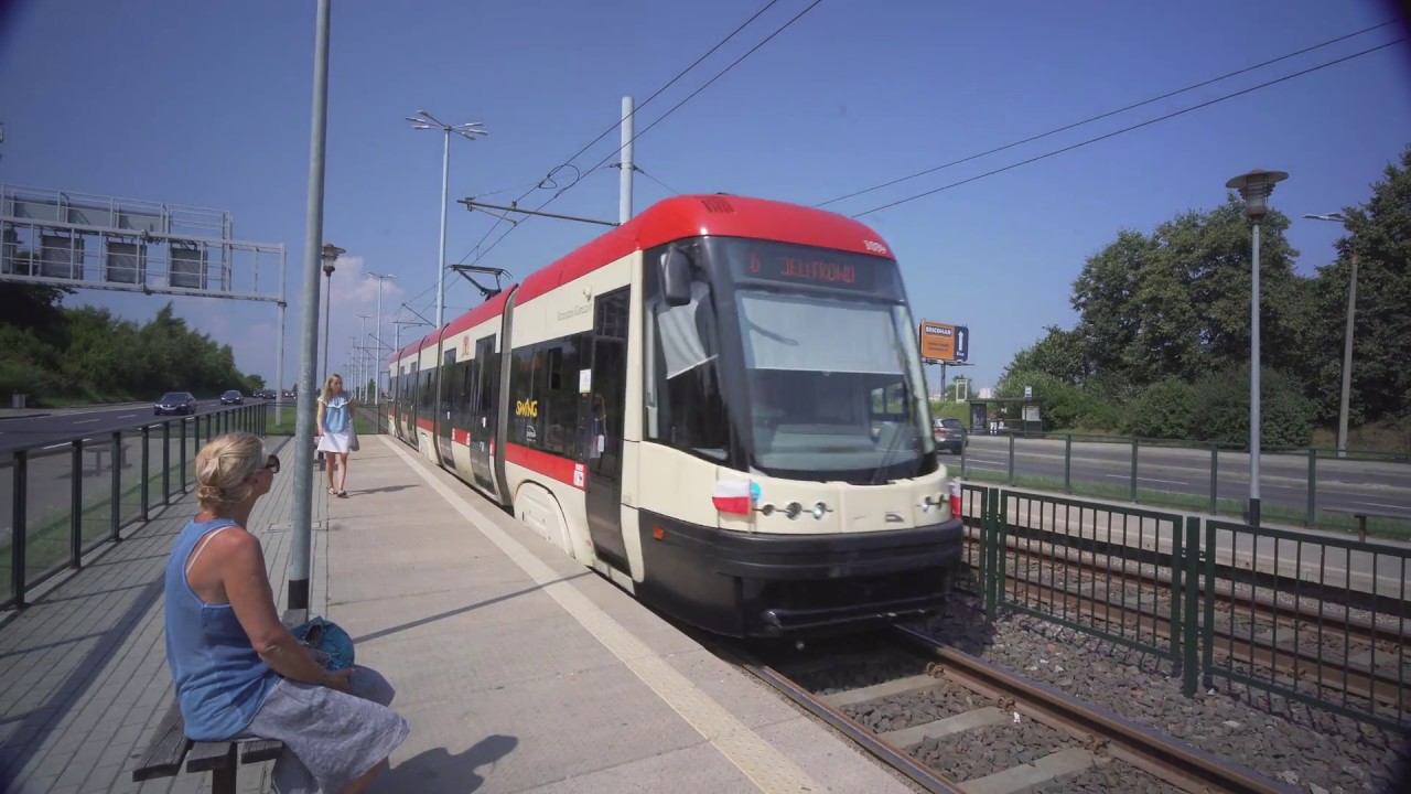 Poland, Gdańsk, ride with tram 6 from Odrzańska to Brama Wyżynna