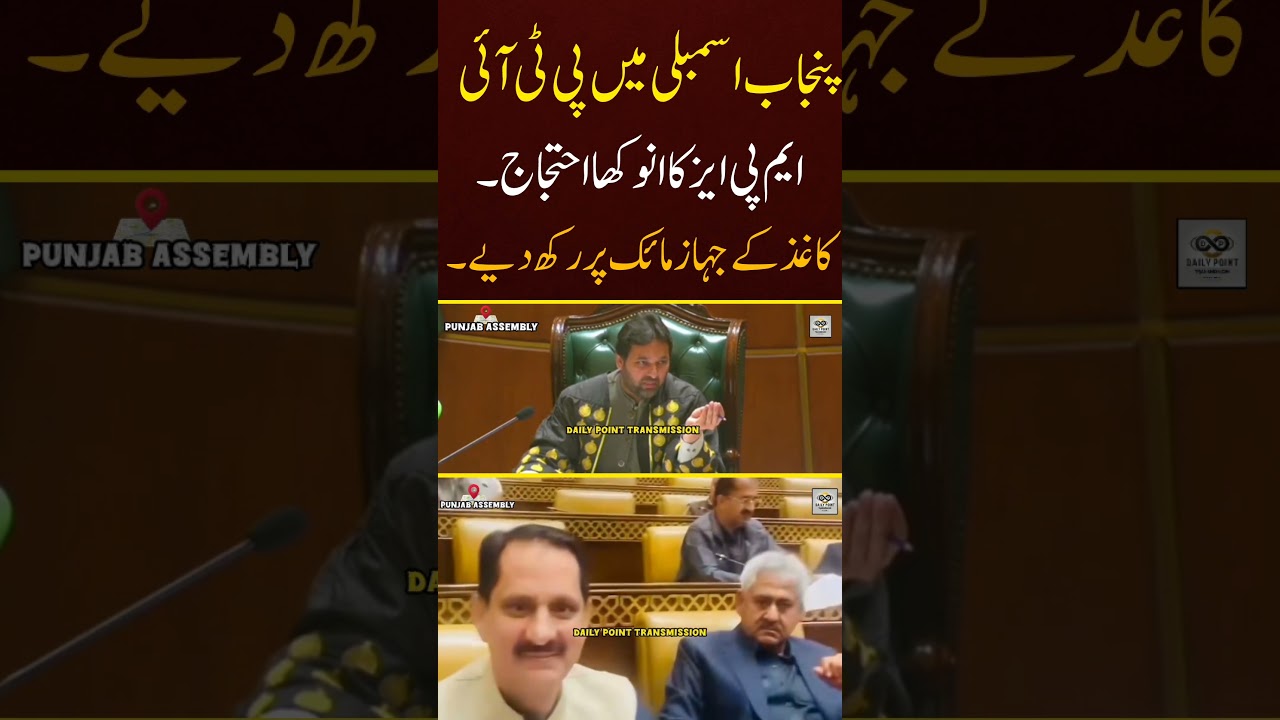PTI MPAs stage unique protest in Punjab Assembly, PTI MPAs place paper planes on microphone #shorts