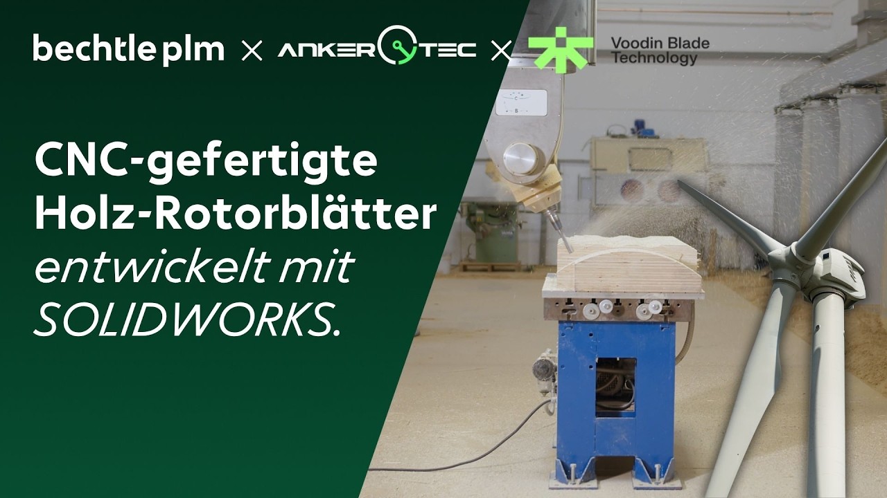 Riesige CNC-gefertigte Holz-Rotorblätter – entwickelt mit SOLIDWORKS | Voodin Blade & Anker-Tec