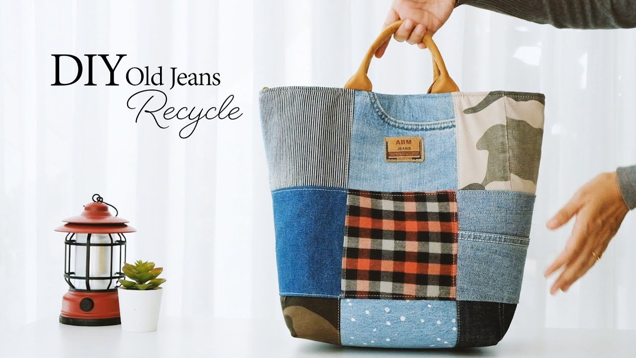 DIY Old Jeans Recycle Tote Bag | Sewing Tutorial EP237