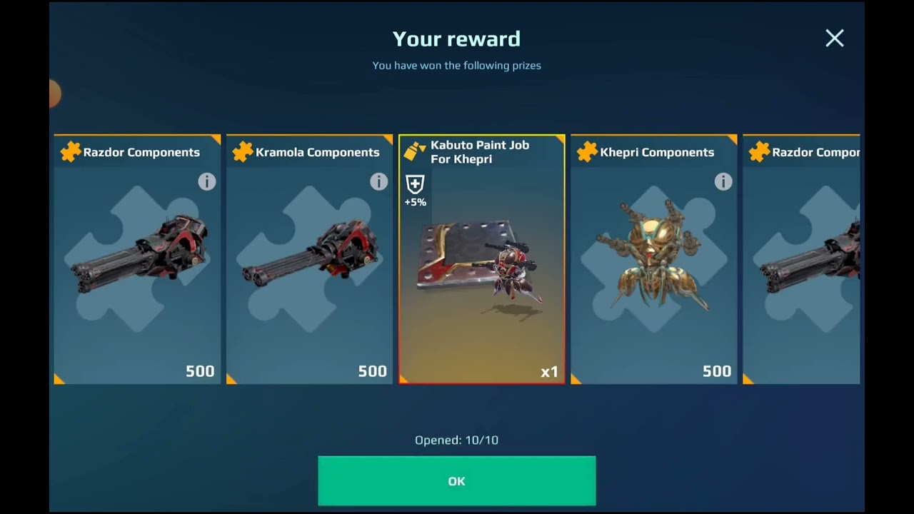 War Robots - 10x Openings of Scavengers Rising BRONZE (100 Token) Event chests + SPECIAL prize