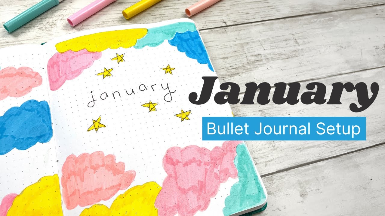 JANUARY PLAN WITH ME 2022 | Bullet Journal Setup | Pastel Cloud Theme