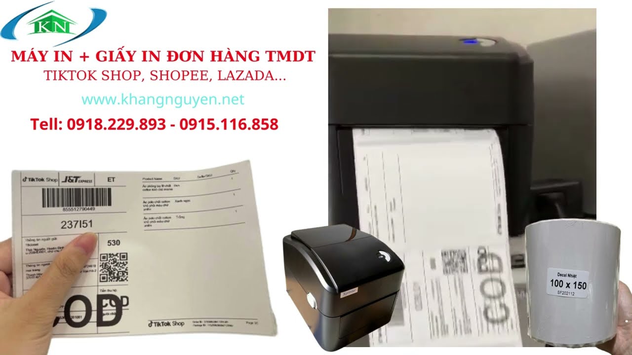 M&Aacute;Y IN + GIẤY IN ĐƠN H&Agrave;NG TMDT TIKTOK SHOP, SHOPEE, LAZADA