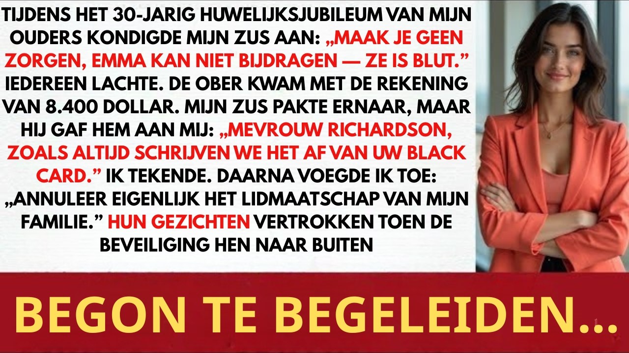 Op het jubileum van mijn ouders zei mijn zus dat ik “te arm” was — totdat de ober mij de rekening