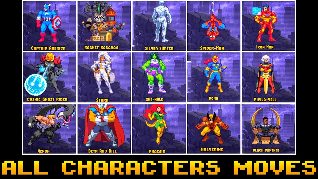 Marvel Cosmic Invasion - All Characters Moves & Special Attacks