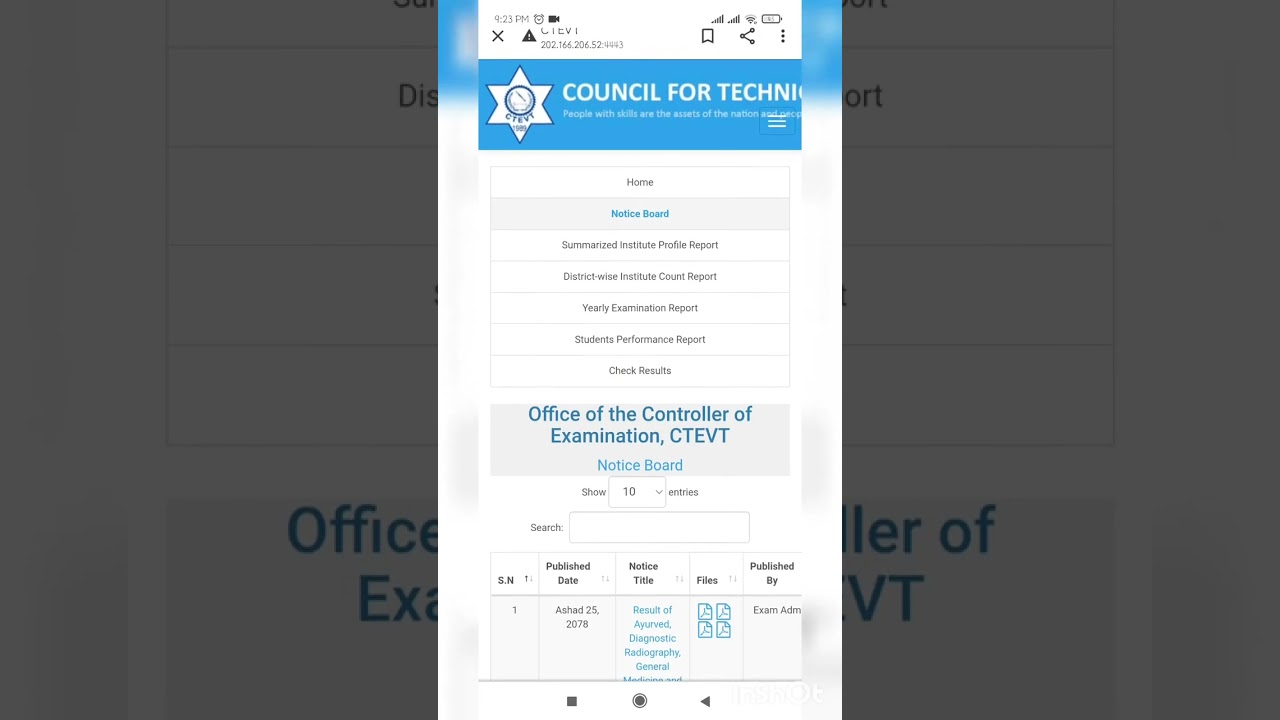 How to check results of CTEVT  diploma and TSLC