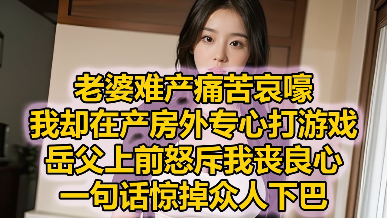 老婆难产痛苦哀嚎，我却在产房外专心打游戏，岳父上前怒斥我丧良心，一句话惊掉众人下巴